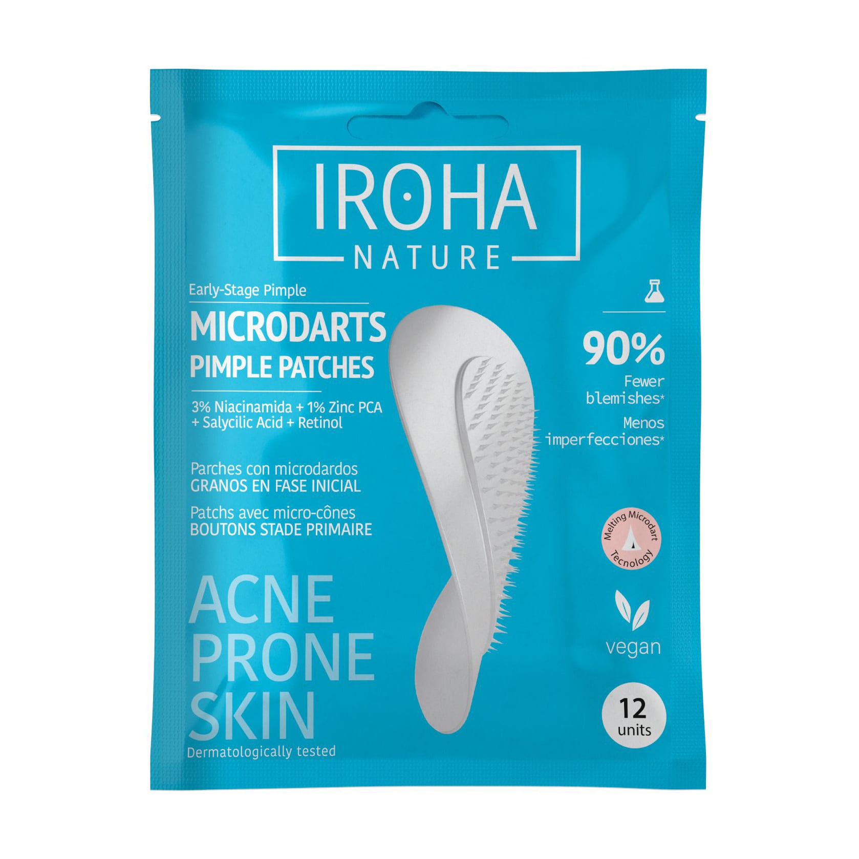 Точкові патчі проти прищів Iroha Nature Microdarts Pimple Patches з мікроголками, 12 шт